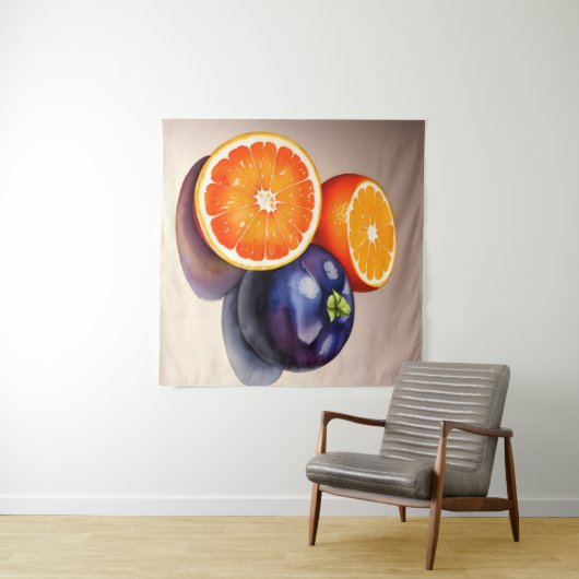 Orange Glow Watercolor Wandteppich (Beispiel (Horizontal))