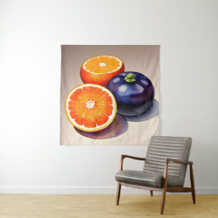 Orange Glow Watercolor Wandteppich