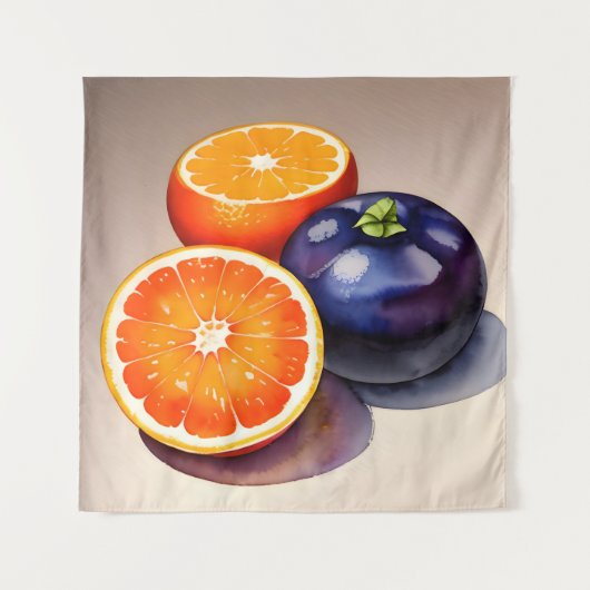 Orange Glow Watercolor Wandteppich (Vorderseite)