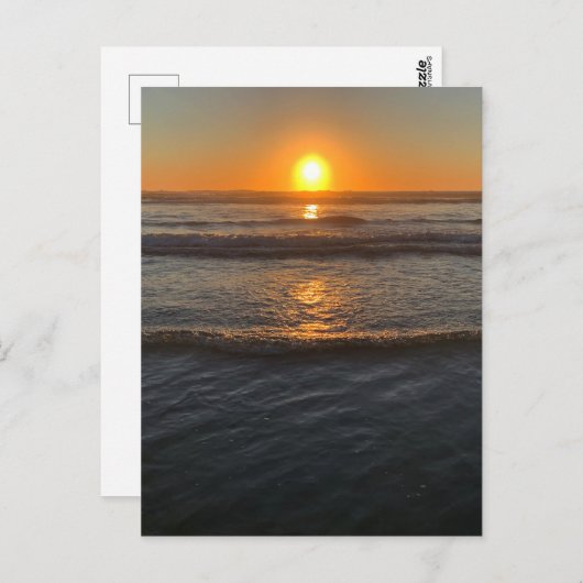 Orange Glow Waves California Küste Sonnenuntergang Postkarte (Vorne/Hinten)