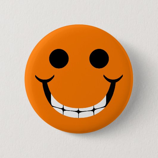 ORANGE GLÜCKLICHES GRINSEN BUTTON (Vorderseite)