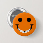 ORANGE GLÜCKLICHES GRINSEN BUTTON (Vorne & Hinten)