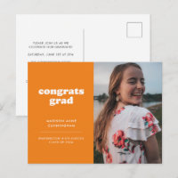 Orange Glückwunsch Grad Foto Abschluss Einladung