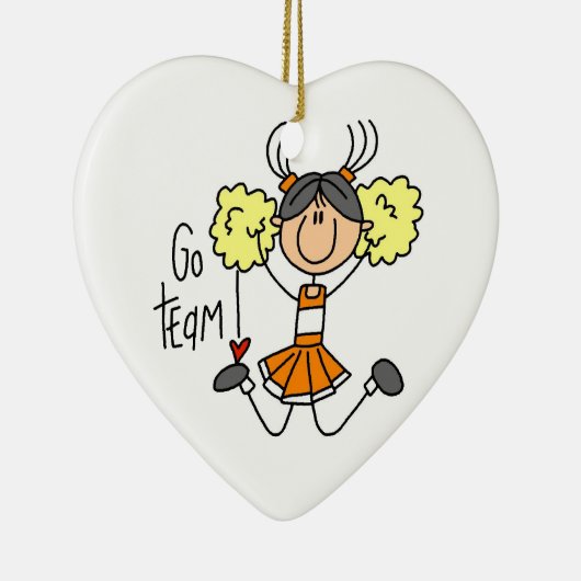Orange Go Cheerleader Keramik Ornament (Rechts)