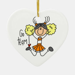 Orange Go Cheerleader Keramik Ornament