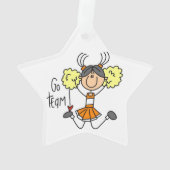 Orange Go Team Cheerleader Acrylic Ornament (Rückseite)