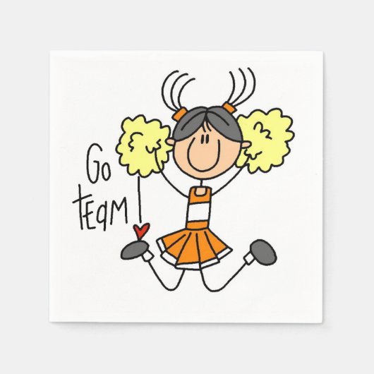 Orange Go Team Cheerleader Paper Napkins Serviette (Vorderseite)