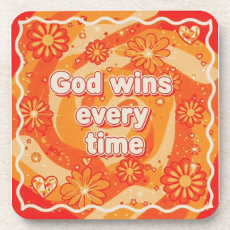 orange God wins everytime christian faith Getränkeuntersetzer
