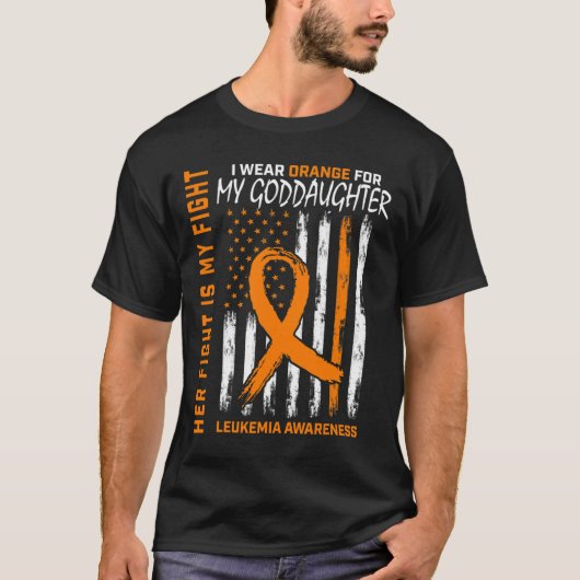 Orange GodTochter Leukemia Cancer Awareness Ameri T-Shirt (Vorderseite)
