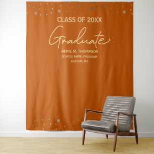 Orange Gold Abschlussjahrgang 2026 Hintergrundkuli Wandteppich