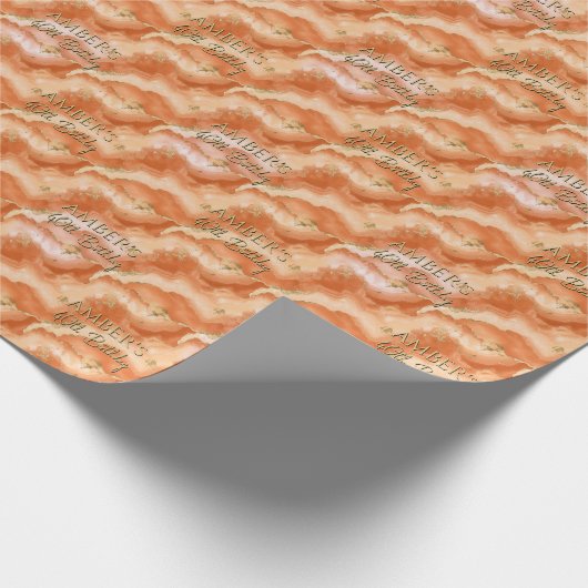 Orange Gold Abstract Marble Design Geschenkpapier (Ecke)