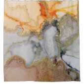 Orange Gold Alkohol Tinte Duschvorhang (Vorderseite)