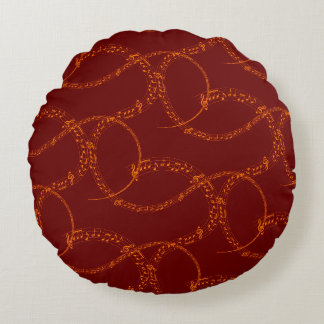Orange Gold auf Red Musiknote Pattern Neck Tie Rundes Kissen