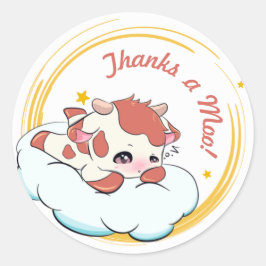 Orange Gold Baby Cow White Cloud Elegant Vielen Da Runder Aufkleber