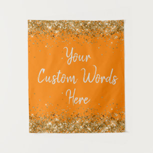 Orange Gold Background Birthday Party Foto Stand Wandteppich