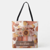 ORANGE GOLD & BEIGE SPLASHES & GIVE DANK SPRICHWOR TASCHE (Vorderseite)