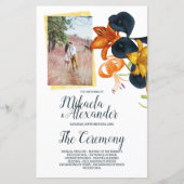 Orange, Gold, Blaue Calla Lilien Hochzeitsprogramm (Vorderseite)