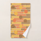 Orange, Gold, braune Rechtecke und Kreise Badhandtuch Set (Handtuch)