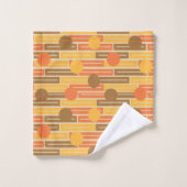 Orange, Gold, braune Rechtecke und Kreise Badhandtuch Set (Waschlappen)