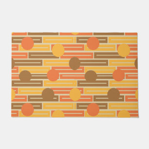 Orange, Gold, braune Rechtecke und Kreise Fußmatte