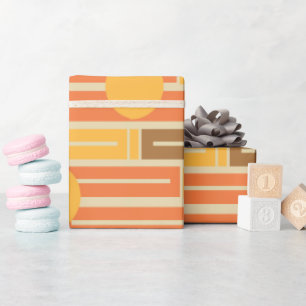 Orange, Gold, braune Rechtecke und Kreise Geschenkpapier
