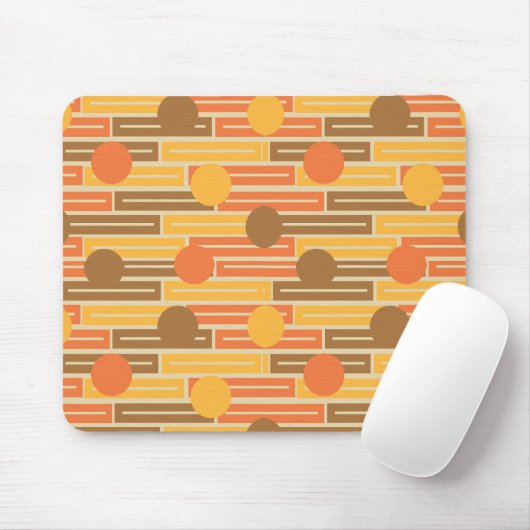 Orange, Gold, braune Rechtecke und Kreise Mousepad (Mit Mouse)