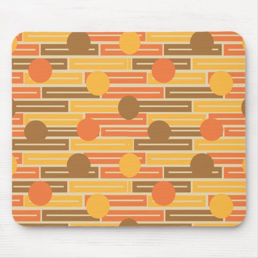 Orange, Gold, braune Rechtecke und Kreise Mousepad (Vorne)
