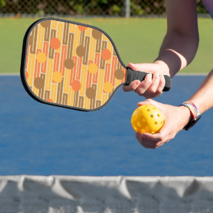 Orange, Gold, braune Rechtecke und Kreise Pickleball Schläger