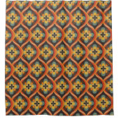 Orange Gold Braunes Retro-Muster Duschvorhang (Vorderseite)