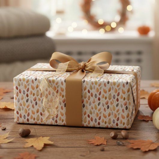 Orange Gold Brown Autumn Leaves Watercolor Pattern Geschenkpapier