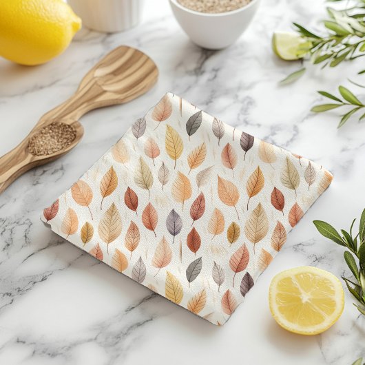 Orange Gold Brown Watercolor Muster Herbstleaves Geschirrtuch