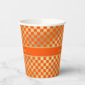 Orange Gold Checked Paper Cup Pappbecher (Links)