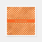 Orange Gold Checkered Paper Napkin Serviette (Vorderseite)
