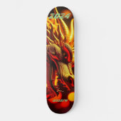 Orange Gold 'Chinesisches Jahr des Drachen 2024' Skateboard (Vorderseite)