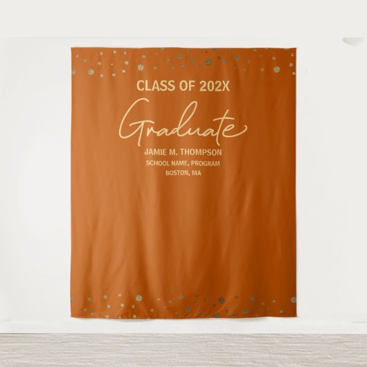 Orange Gold Class 2024 Backdrop Abschluss Wandteppich (Vorderseite)