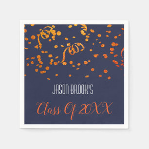 Orange Gold Confetti auf der Black Graduation Part Serviette