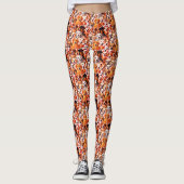 Orange Gold Crowded Dog Face Repeat Pattern Leggings (Vorderseite)