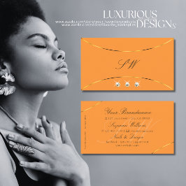 Orange Gold Decklänge Diamanten und Monogramm Visitenkarte