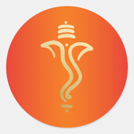 Orange Gold Festive Ganesh - Indischer Gott Runder Aufkleber (Vorderseite)