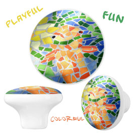 Orange Gold Fish Bright farbenfrohe Mosaik Art Keramikknauf