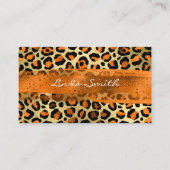 Orange Gold Foil Leopard Pinselstriche Visitenkarte (Vorderseite)
