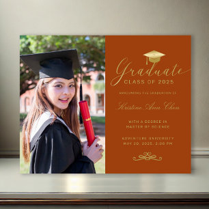 Orange Gold Formal Script Foto Abschluss