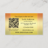 Orange Gold Fotos Dietitian Nutritionist QR Code Visitenkarte (Rückseite)