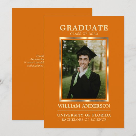 Orange Gold Frame Class | FOTO Ankündigung (Vorne/Hinten)