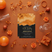 Orange Gold Glitter Wasserfarbe