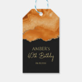 Orange Gold Glitter Wasserfarbmarmor Geschenkanhänger (Vorderseite)