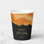Orange Gold Glitter Wasserfarbmarmor Pappbecher (Rückseite)
