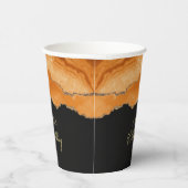 Orange Gold Glitter Wasserfarbmarmor Pappbecher (Rechts)