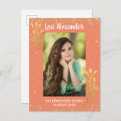 Orange Gold Glitzer Abschluss Ankündigung (Vorne/Hinten)