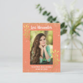 Orange Gold Glitzer Abschluss Ankündigung (Stehend Vorderseite)